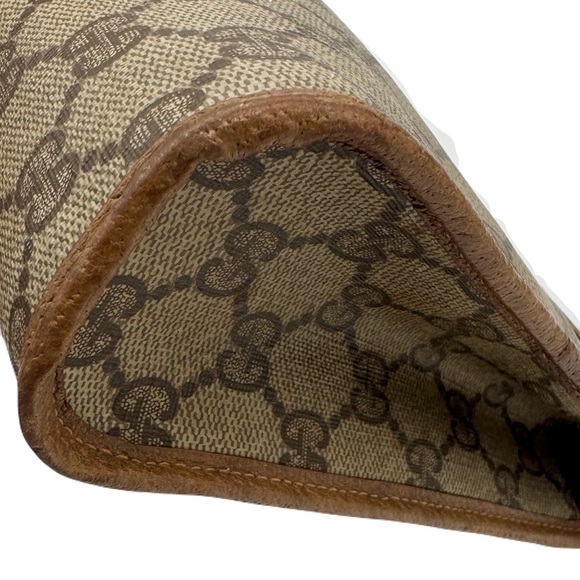 GUCCI GG Supreme Clutch Bag Purse Beige Brown Monogram Gold Hardware - Picture 9 of 15